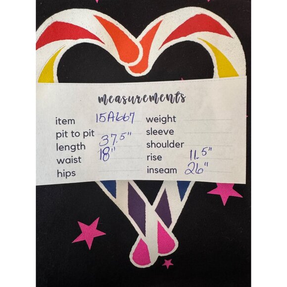 2/$30 Torrid Plus Size 2 Deep Black Leggings Rainbow Heart Print & Stars Design - Picture 13 of 14